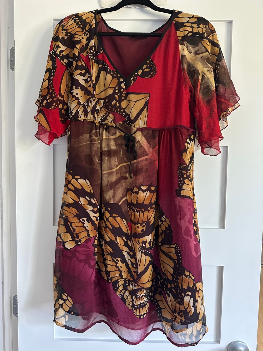 Anna Sui silk flowy boho butterfly dress small